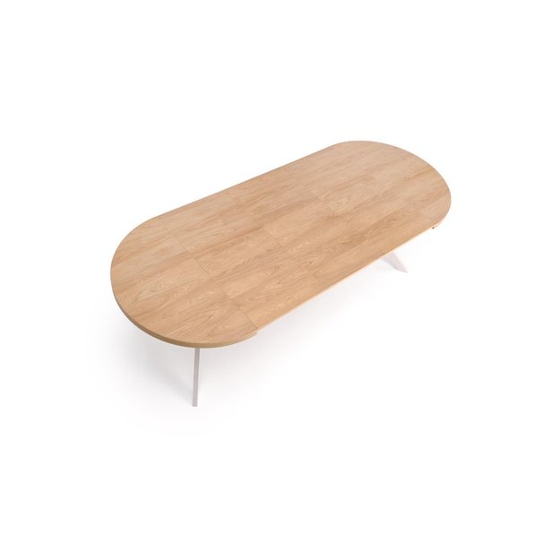 PERONI extension table, hikora oak / cashmere
