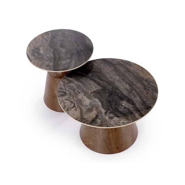TOWER set of 2 c.tables brown marble / walnut