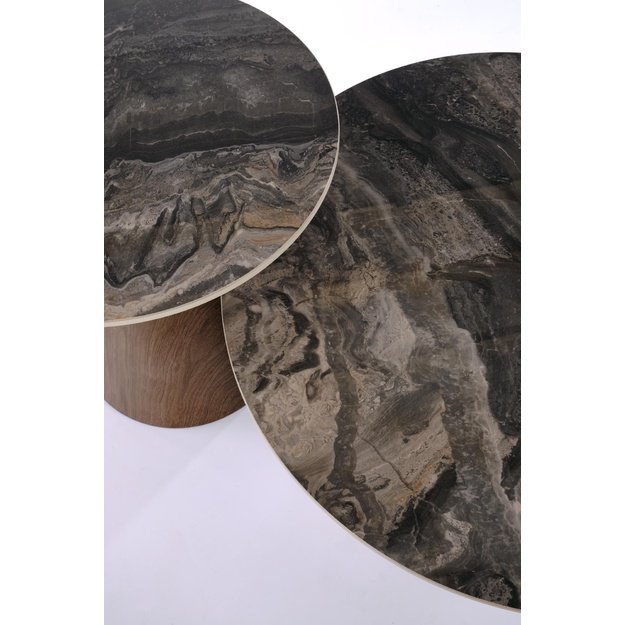 TOWER set of 2 c.tables brown marble / walnut