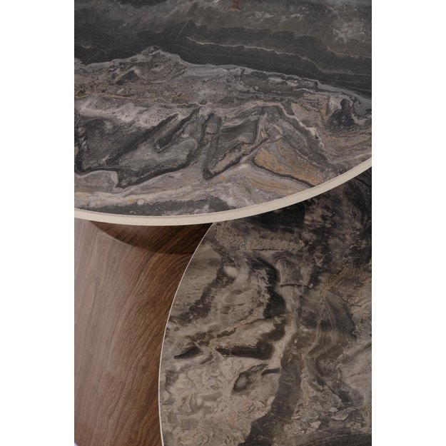 TOWER set of 2 c.tables brown marble / walnut