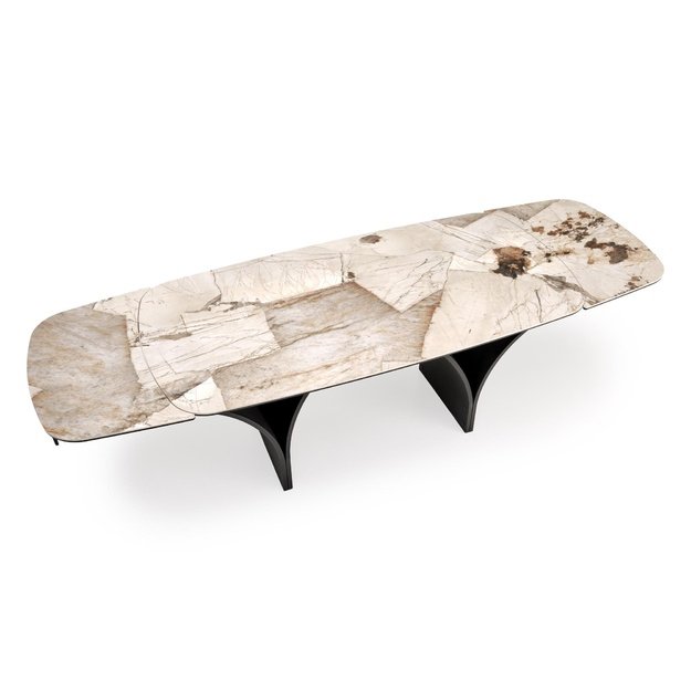 ALTER oval table, beige marble / black