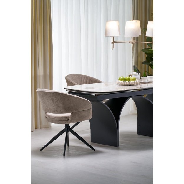 ALTER oval table, beige marble / black