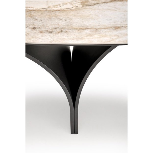 ALTER oval table, beige marble / black