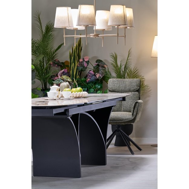 ALTER oval table, beige marble / black