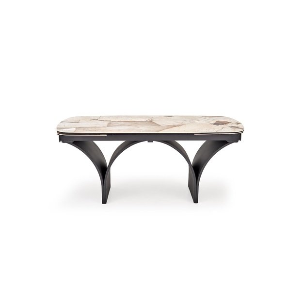 ALTER oval table, beige marble / black