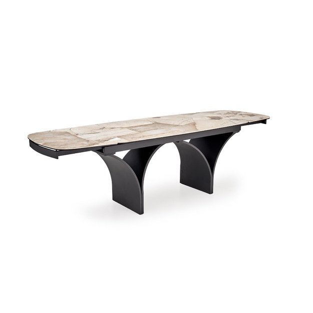 ALTER oval table, beige marble / black