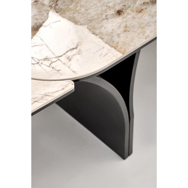 ALTER oval table, beige marble / black