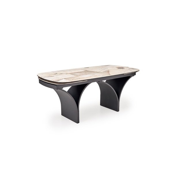 ALTER oval table, beige marble / black