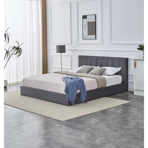 KATARINA bed with bedding container, grey