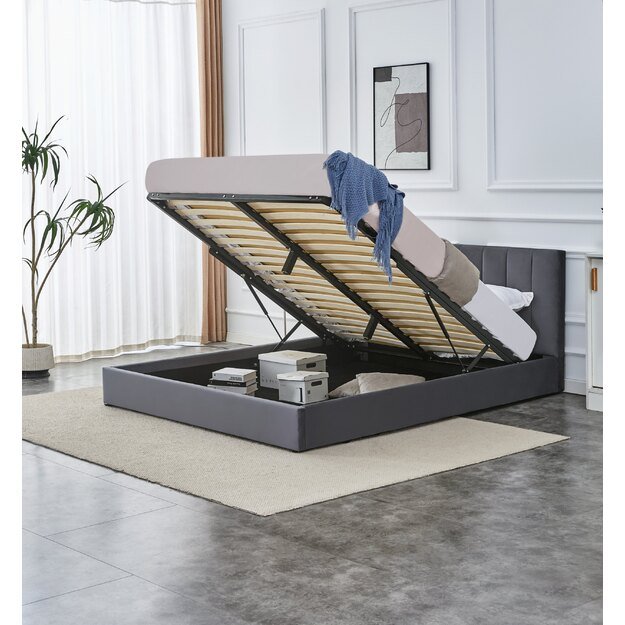 KATARINA bed with bedding container, grey 2