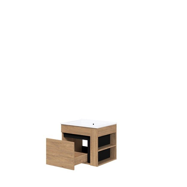 sink cabinet, DUESA SU-60, gold oak / black 2