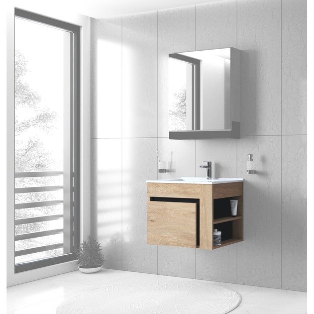 sink cabinet, DUESA SU-60, gold oak / black