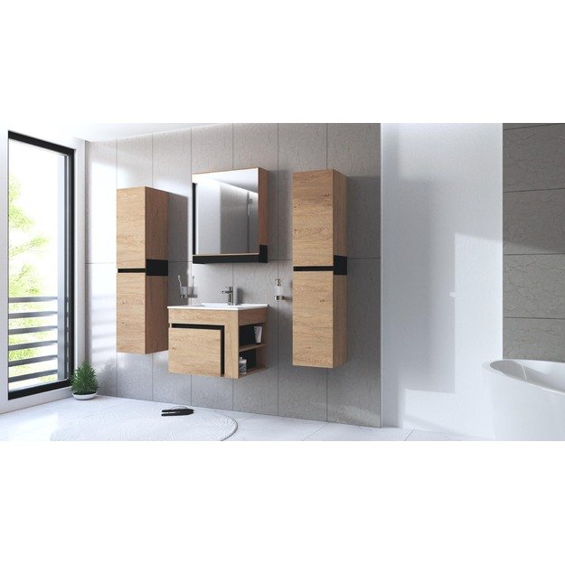 sink cabinet, DUESA SU-60, gold oak / black 5