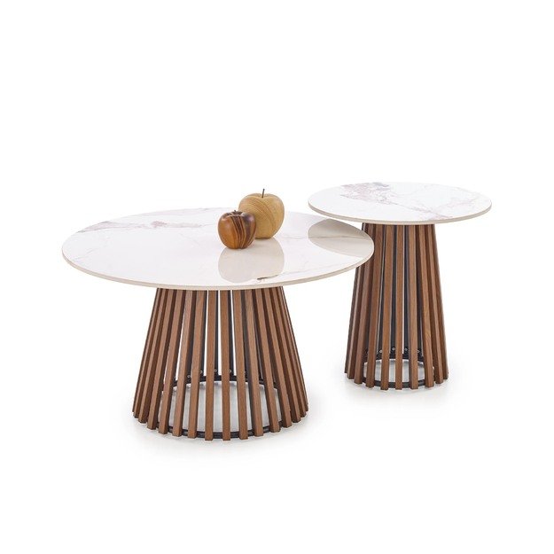 CARINA  c.table beige marble / walnut 12
