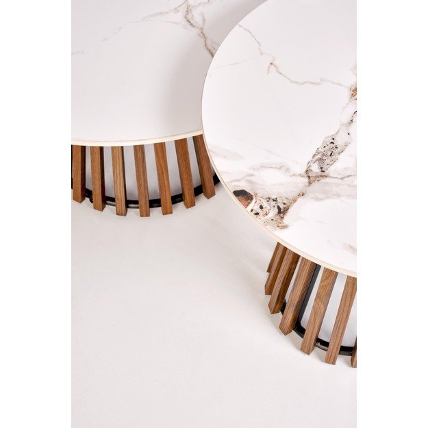 CARINA  c.table beige marble / walnut 3