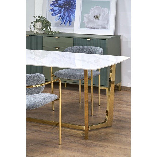 CLEMENTE table, color: top - white marble, legs - gold 20