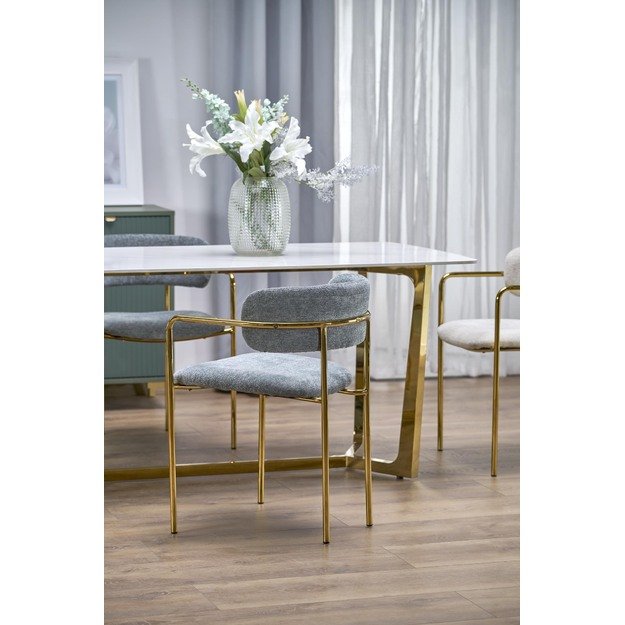 CLEMENTE table, color: top - white marble, legs - gold 8