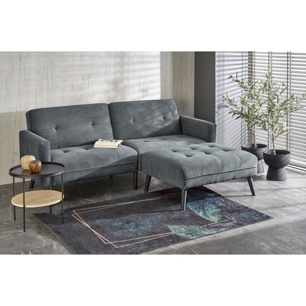 CORNELIUS folding sofa with ottoman, color: grey