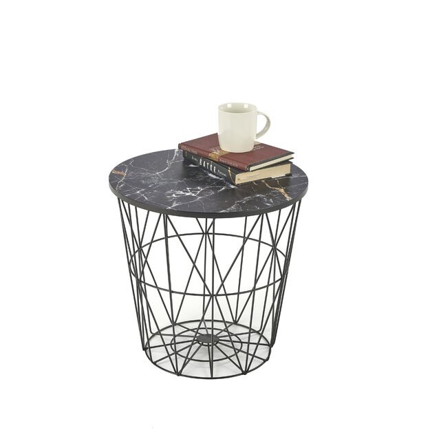 HARISSA_B coffee table, black / black marble