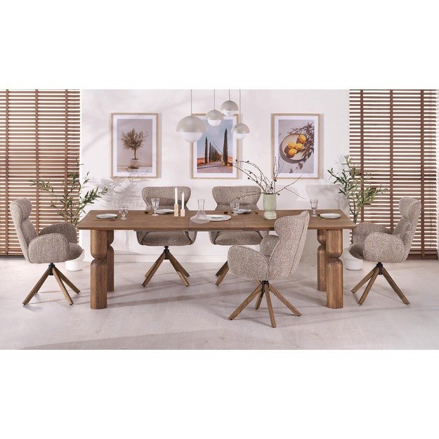 K585 chair, dark beige / natural oak 4