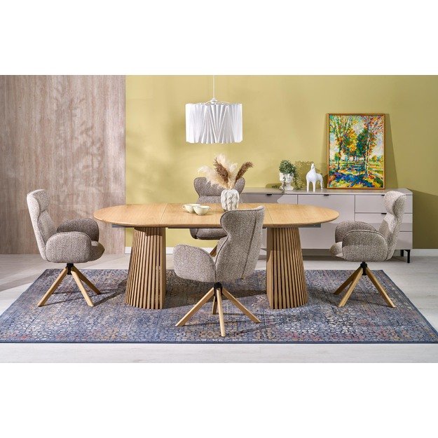 K585 chair, dark beige / natural oak 7