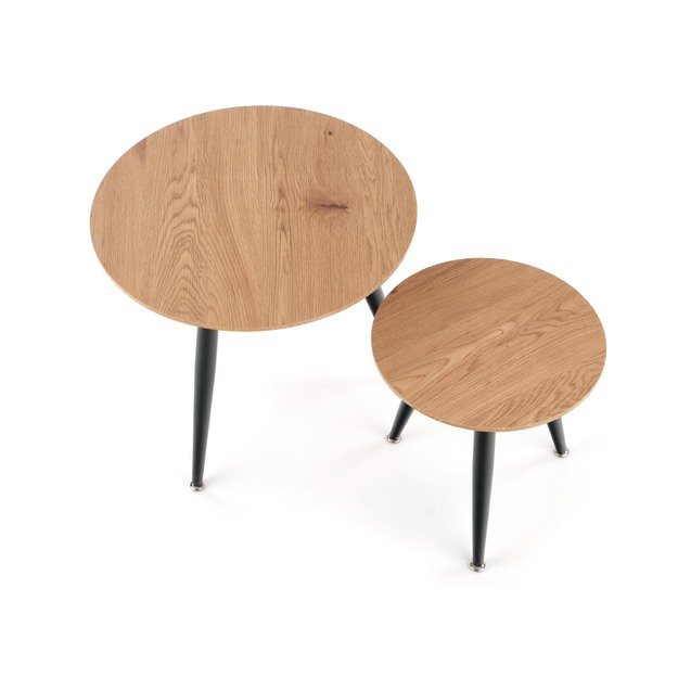 MENTONA 2, set of two coffee tables, color: golden oak / black 9