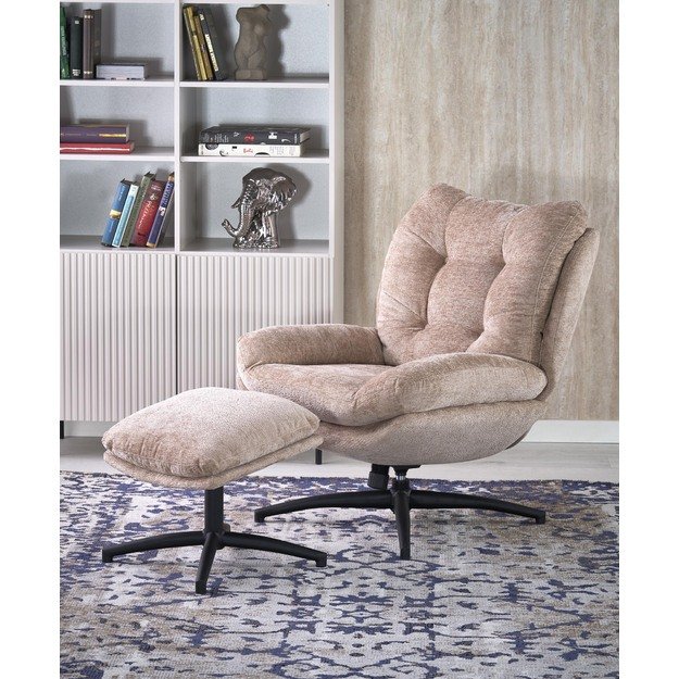 PESTO armchair with ottoman / rocking function, color: beige