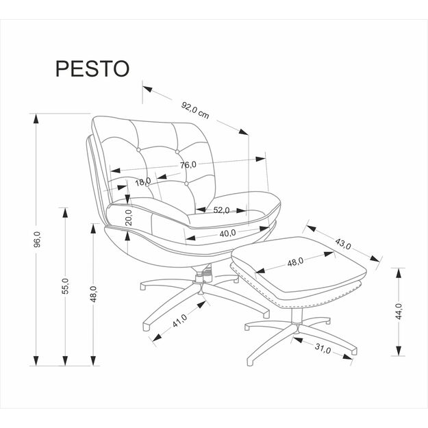 PESTO armchair with ottoman / rocking function, color: beige 2