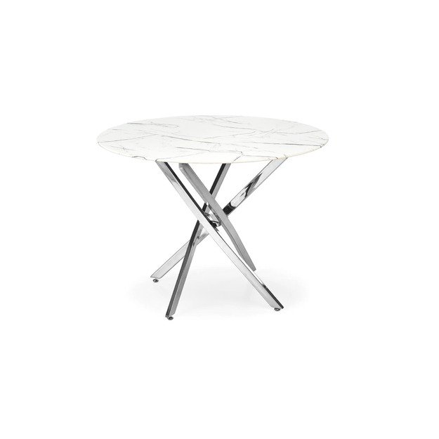 RAYMOND 2 table, white marble / silver 7