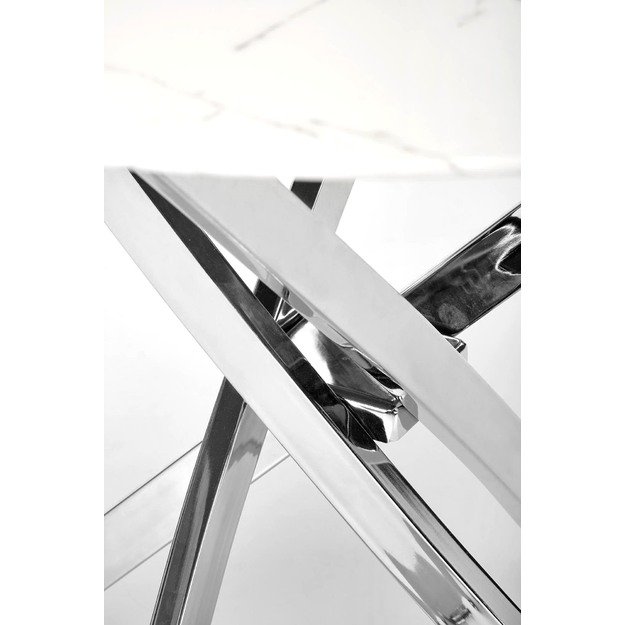 RAYMOND 2 table, white marble / silver 4