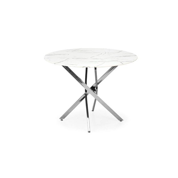 RAYMOND 2 table, white marble / silver 6