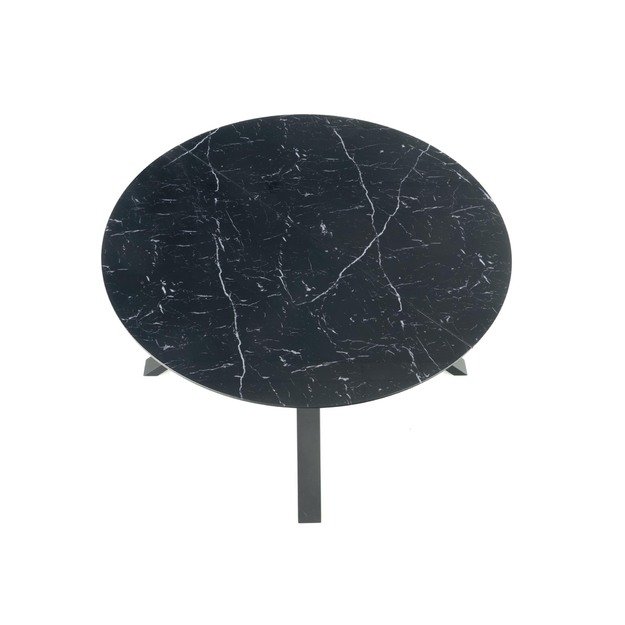 VERTIGO extension table, color: top - black marble, legs - black 6