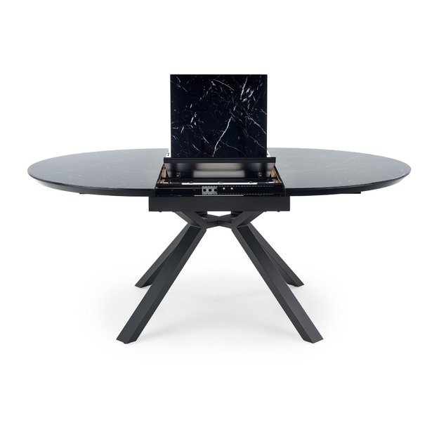 VERTIGO extension table, color: top - black marble, legs - black 25