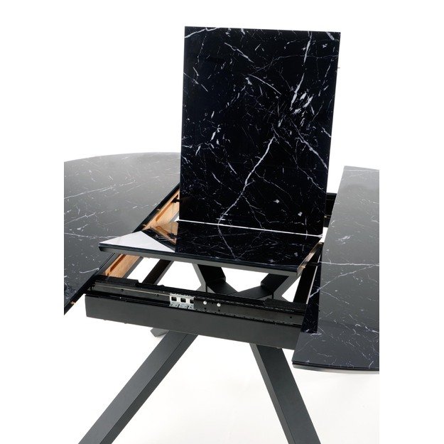 VERTIGO extension table, color: top - black marble, legs - black 11