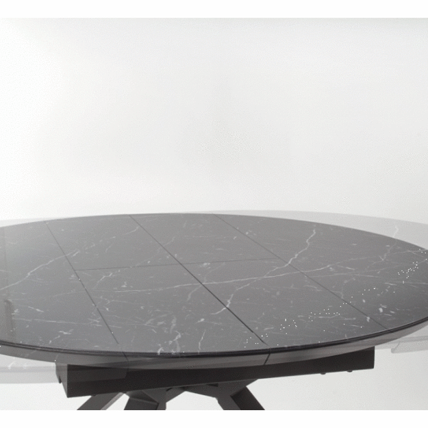 VERTIGO extension table, color: top - black marble, legs - black 5