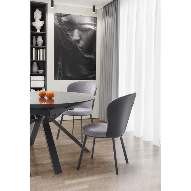 VERTIGO extension table, color: top - black marble, legs - black 16