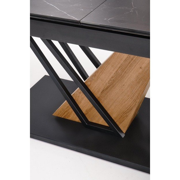 VOLANT 140 extension table, top - black marble, legs - golden oak / black 15