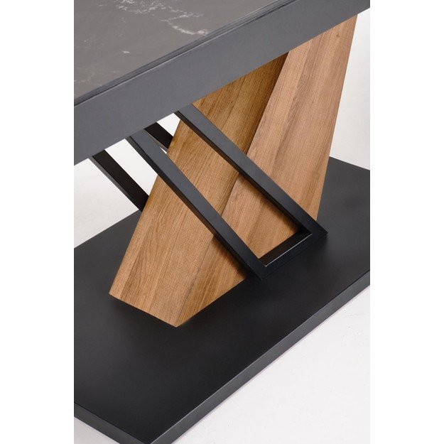 VOLANT 140 extension table, top - black marble, legs - golden oak / black 13