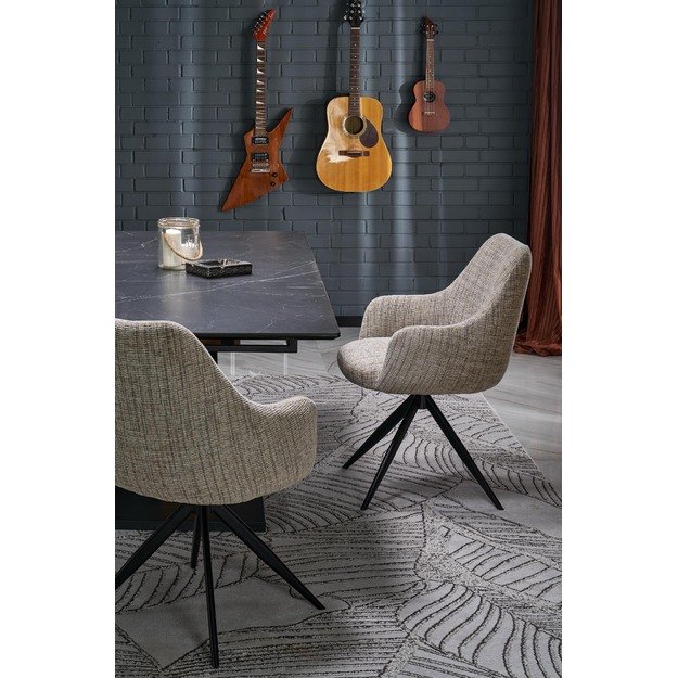 VOLANT 140 extension table, top - black marble, legs - golden oak / black 9