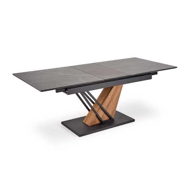 VOLANT 140 extension table, top - black marble, legs - golden oak / black 2