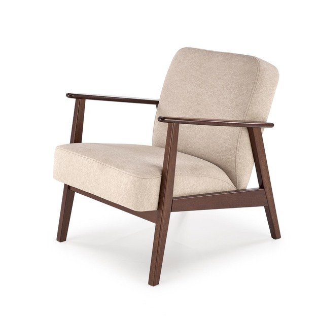 MILANO 1S, leisure chair, beige CASTEL#15 / dark walnut
