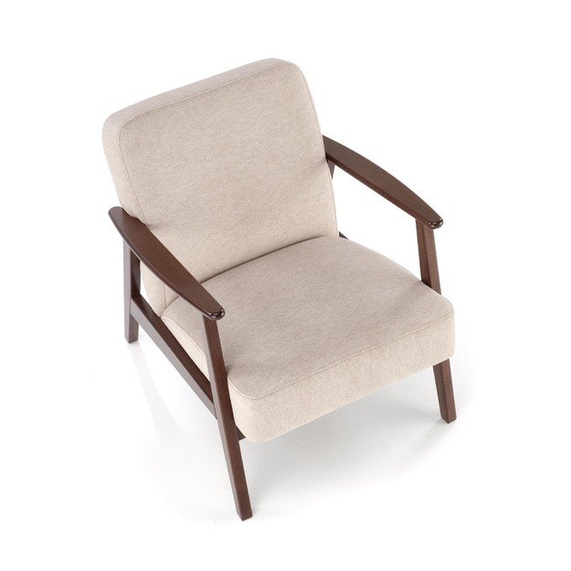 MILANO 1S, leisure chair, beige CASTEL#15 / dark walnut 22