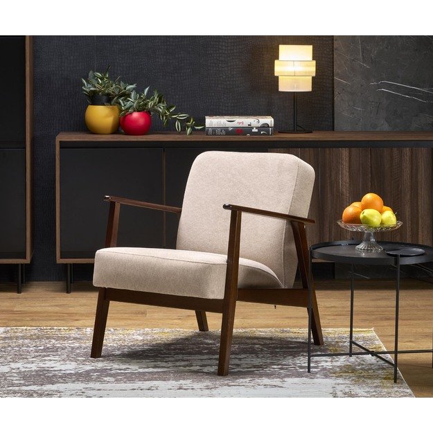MILANO 1S, leisure chair, beige CASTEL#15 / dark walnut 13