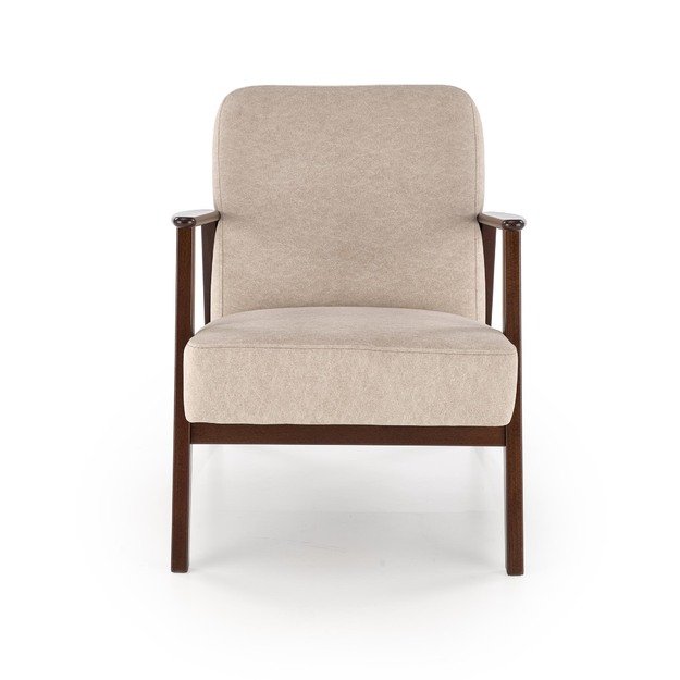 MILANO 1S, leisure chair, beige CASTEL#15 / dark walnut 20