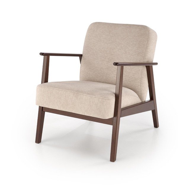 MILANO 1S, leisure chair, beige CASTEL#15 / dark walnut 21