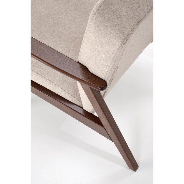 MILANO 1S, leisure chair, beige CASTEL#15 / dark walnut 17