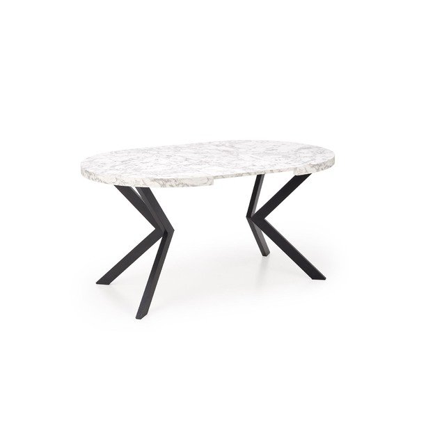 PERONI extension table, white marble / black 6