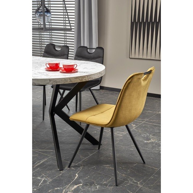 PERONI extension table, white marble / black 14