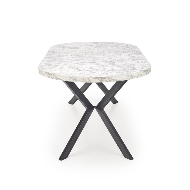 PERONI extension table, white marble / black 26