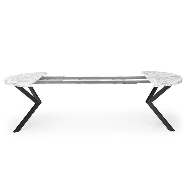 PERONI extension table, white marble / black 10